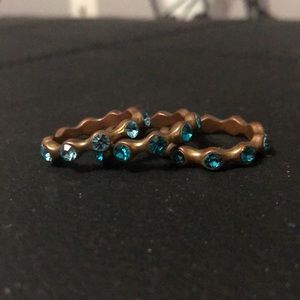Stackable blue gemmed rings - size 7 or 8